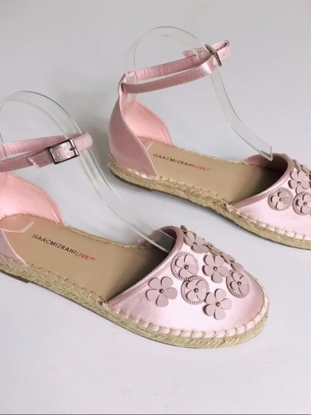Isaac Mizrahi Floral Applique Satin Espadrilles